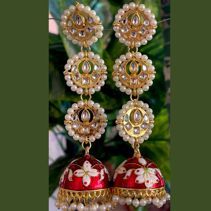 Beautiful Meenakari Wedding Festive Earrings
