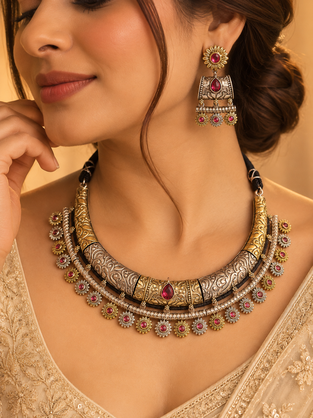 Fusion Dual Tone Necklace Set