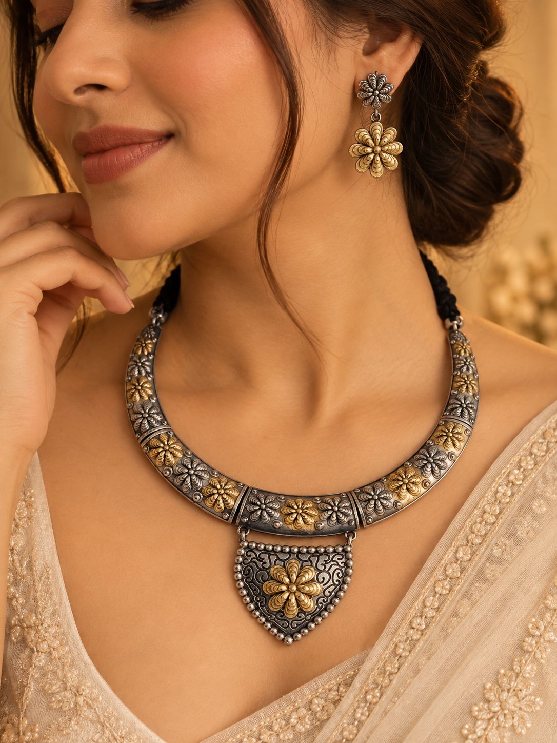 Dual Tone Necklace Set