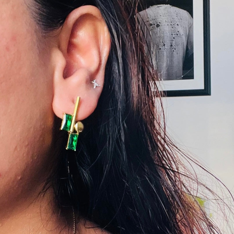 Green Stone Drop Earrings