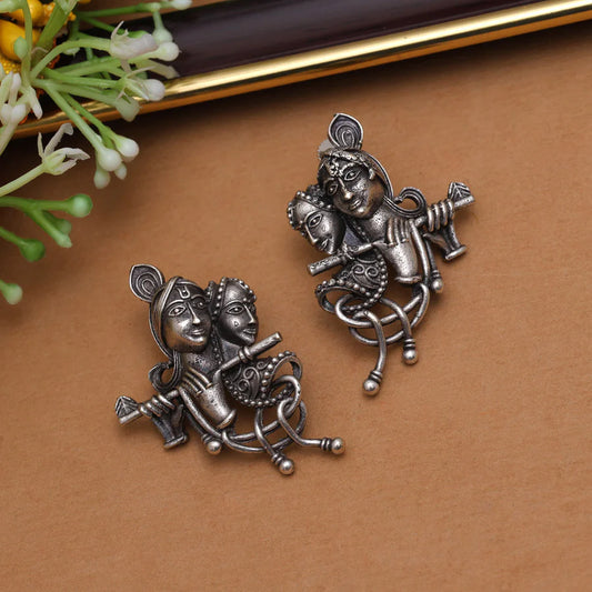 Radha Krishna Oxidised Earrings