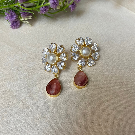Natural Stone Diamond Earrings