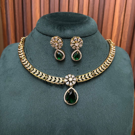 Green Stone Hasli Necklace Set