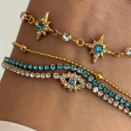 Blue Tennis Chain Bracelet