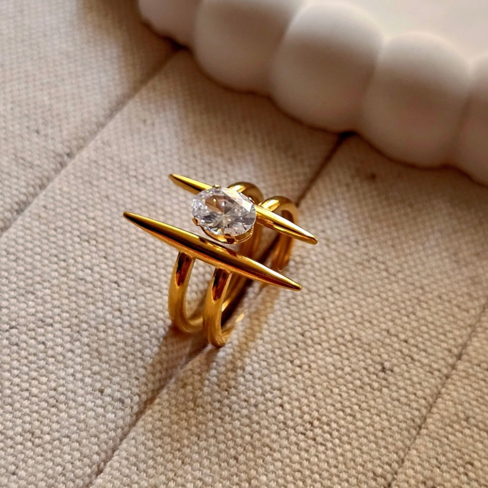 Gold Solitaire Statement Ring