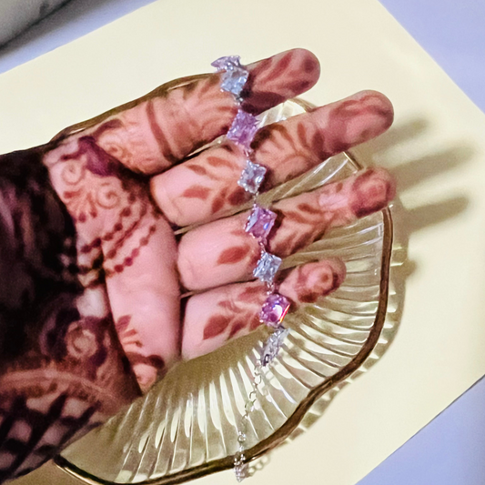 Pink & White Stone Chain Bracelet