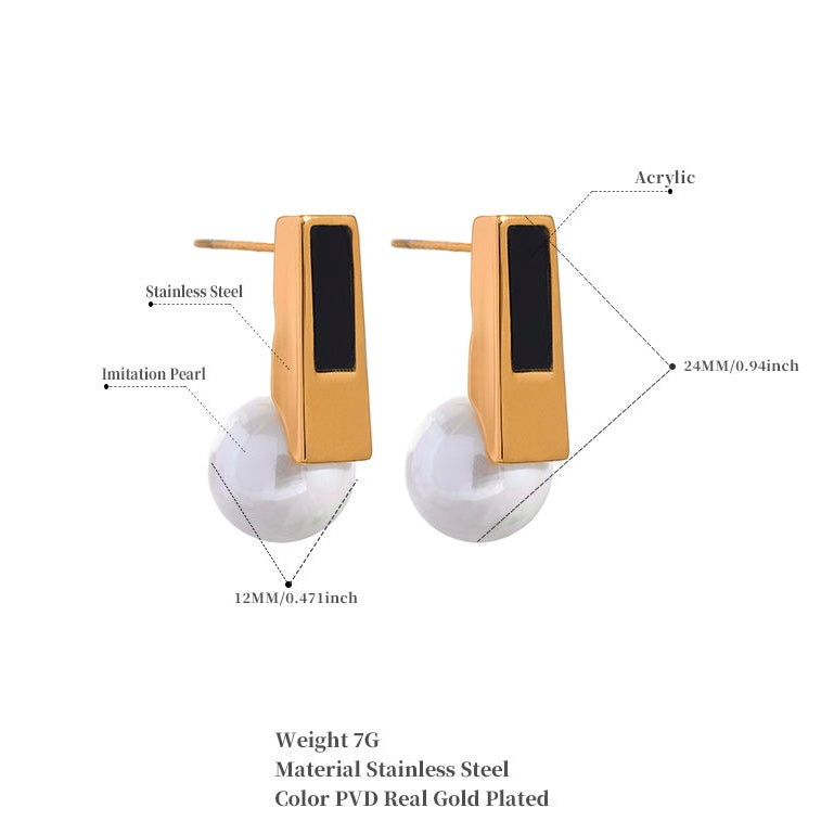 Gold & Black Pearl Drop Earring