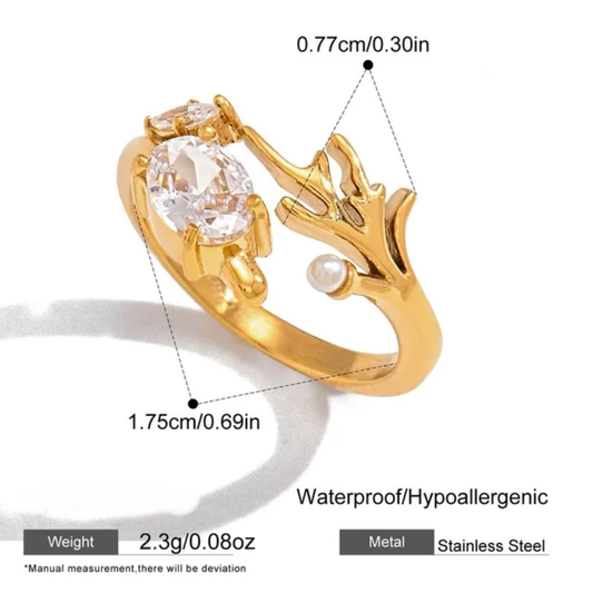 Branch Pearl Diamond Ring