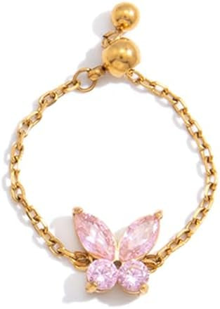 Pink Butterfly Chain Ring