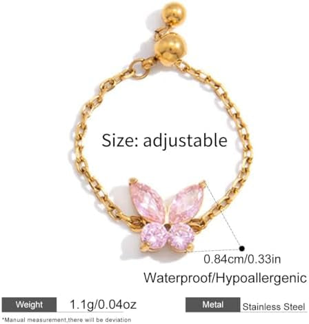 Pink Butterfly Chain Ring