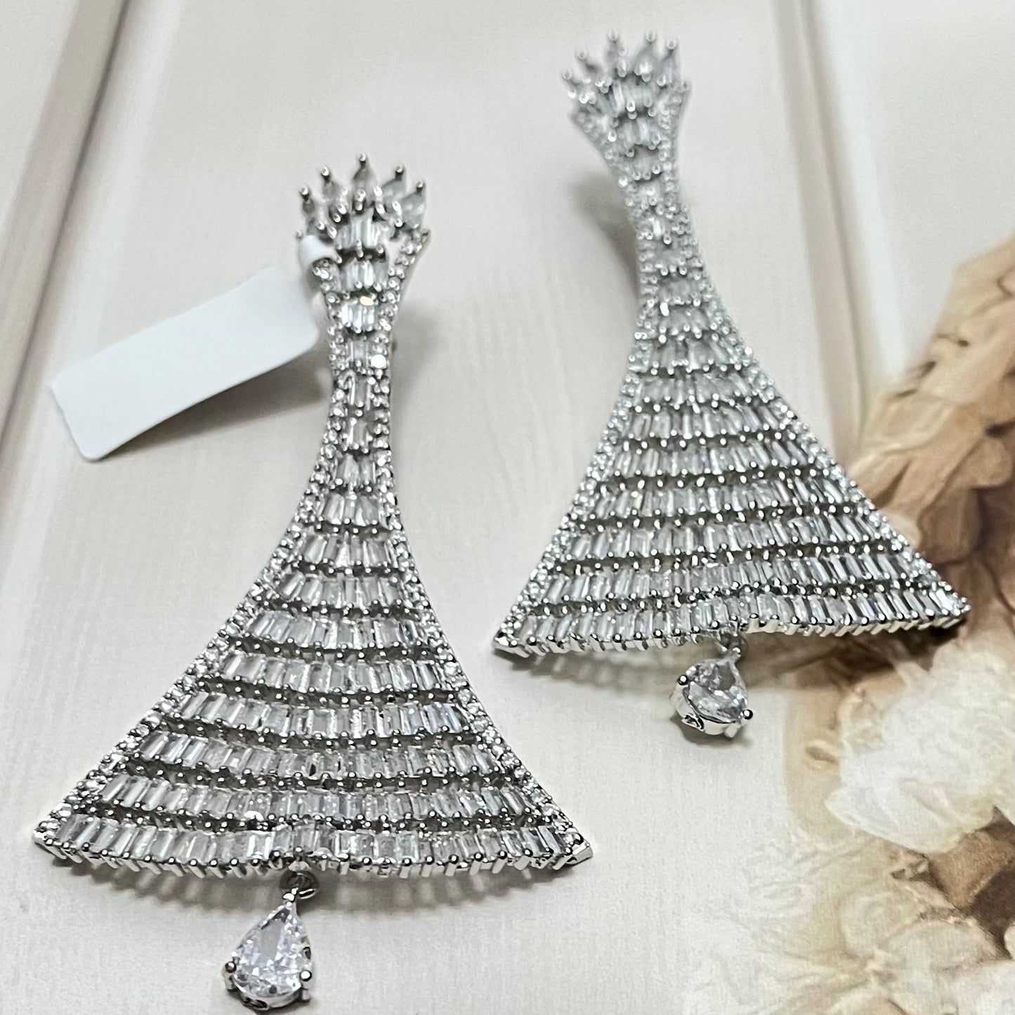 Silver Polish CZ AD Earring