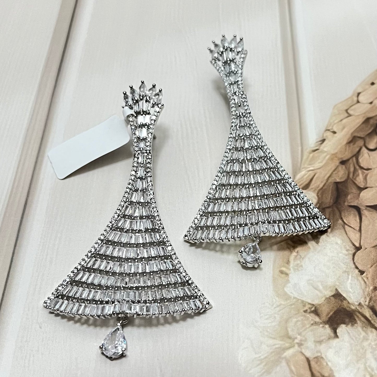Silver Polish CZ AD Earring