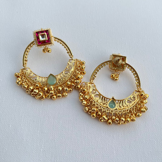 Gold Polish Chandbali Earrings