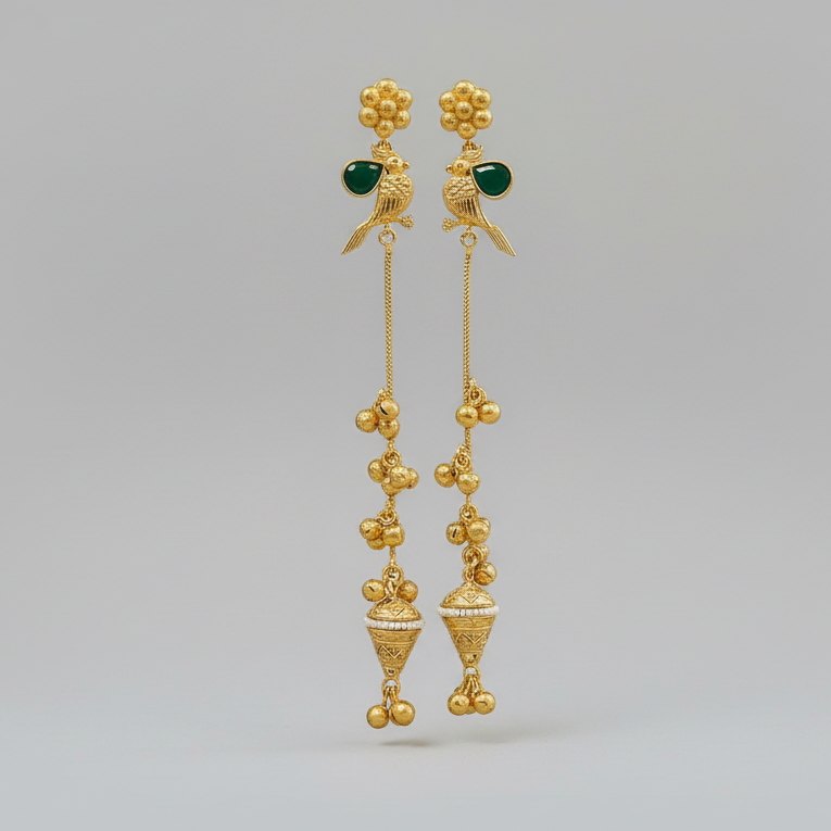 Bird Ghungroo Kashmiri Earrings