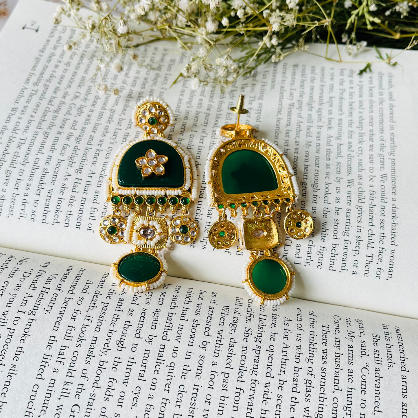 Green Stone Dangler Earrings