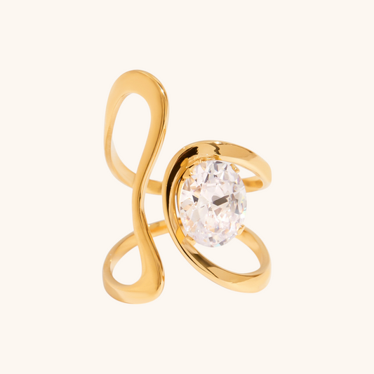 Statement Gold Diamond Finger Ring