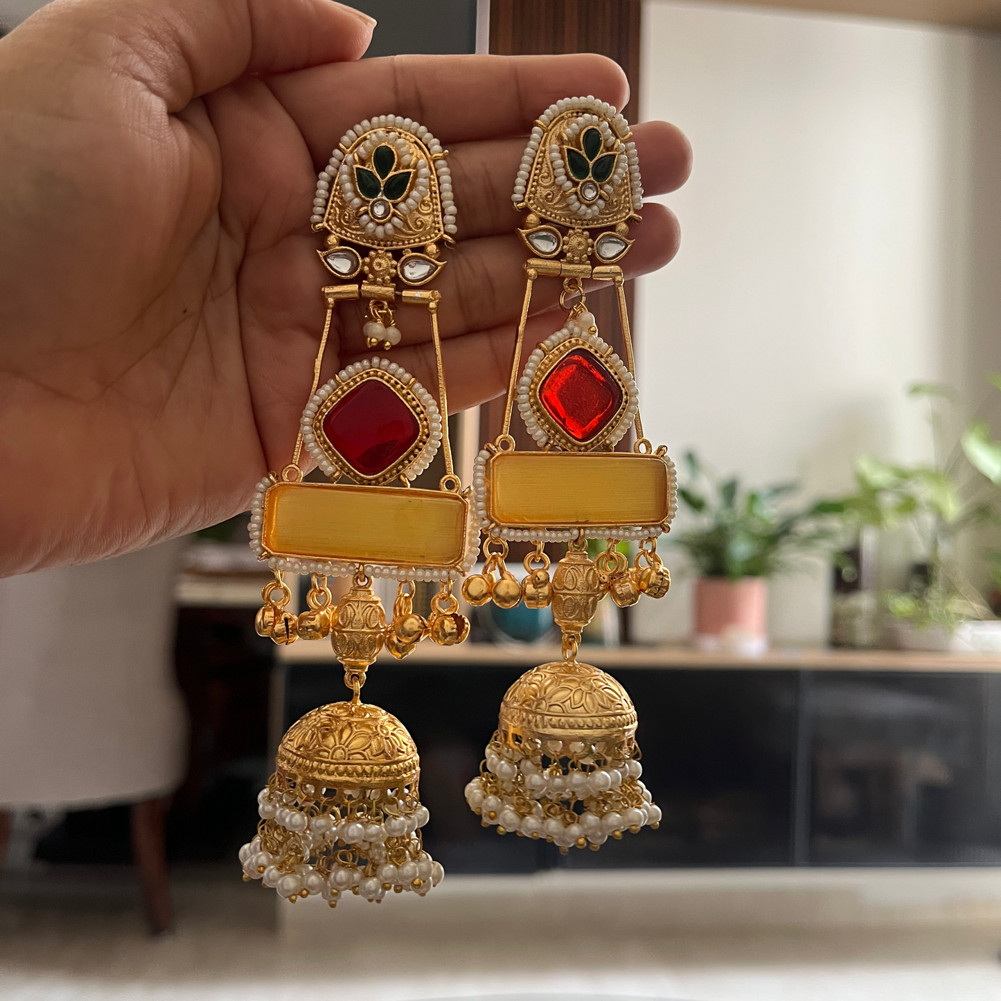 Designer Stone Kashmiri Earrings
