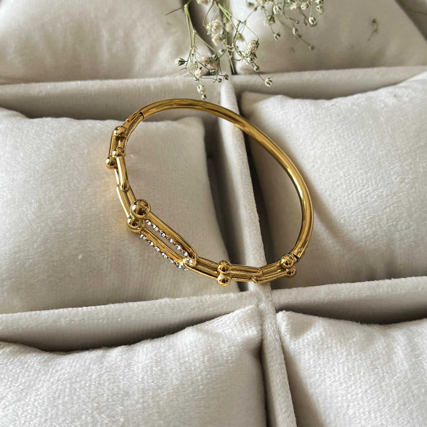 Gold AD Studded Cuff Bracelet
