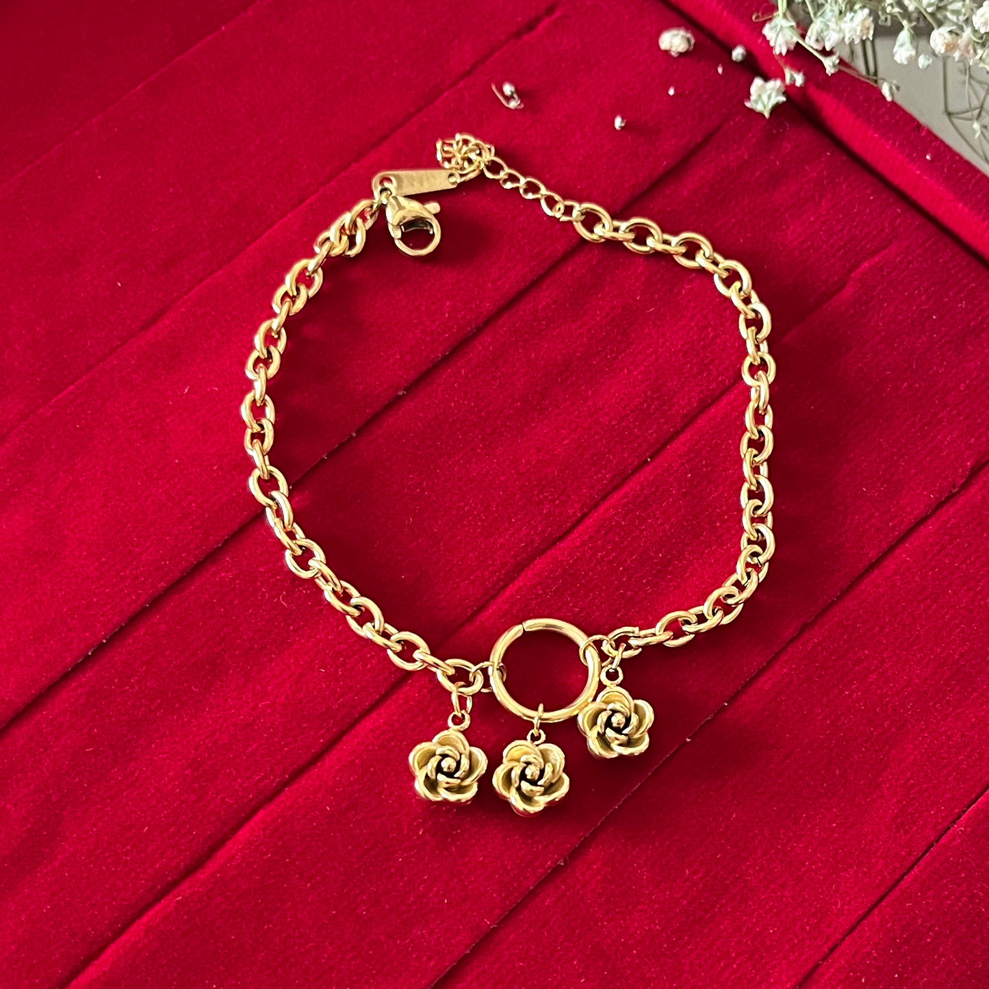 Gold Rose Chain Bracelet