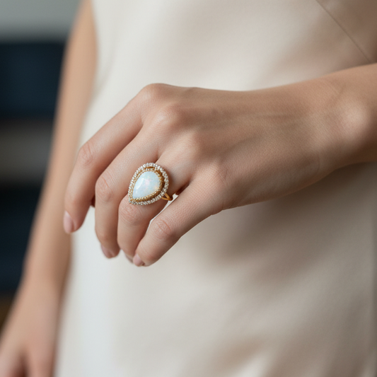 White Stone Statement Ring