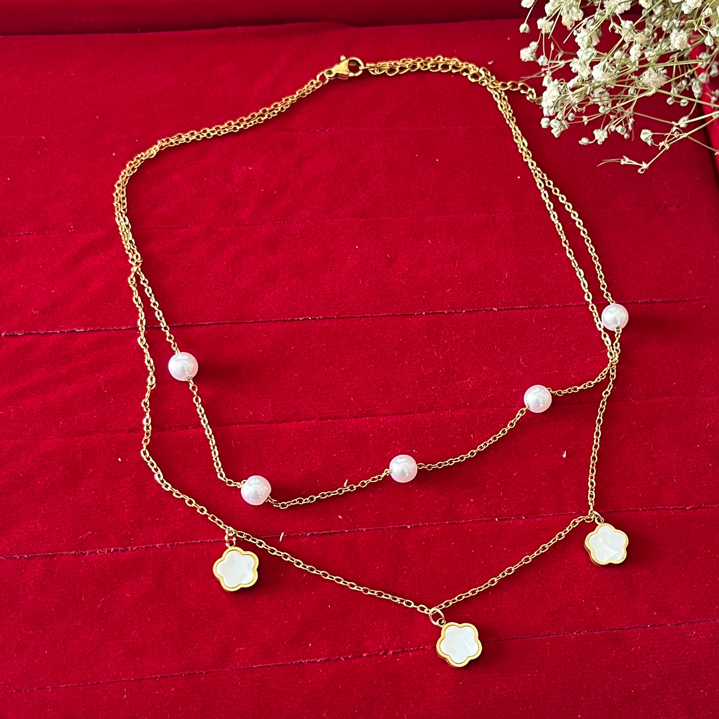 Pearl Clover Chain Necklace