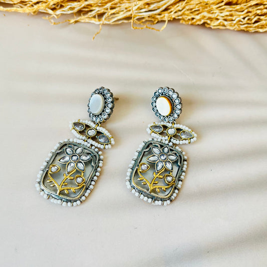 Dual Tone MOP Rasha Earrings