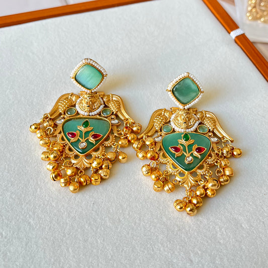 Stone Ghungroo Danglers Earrings