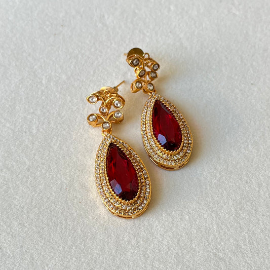 Red Stone Zircon Earring
