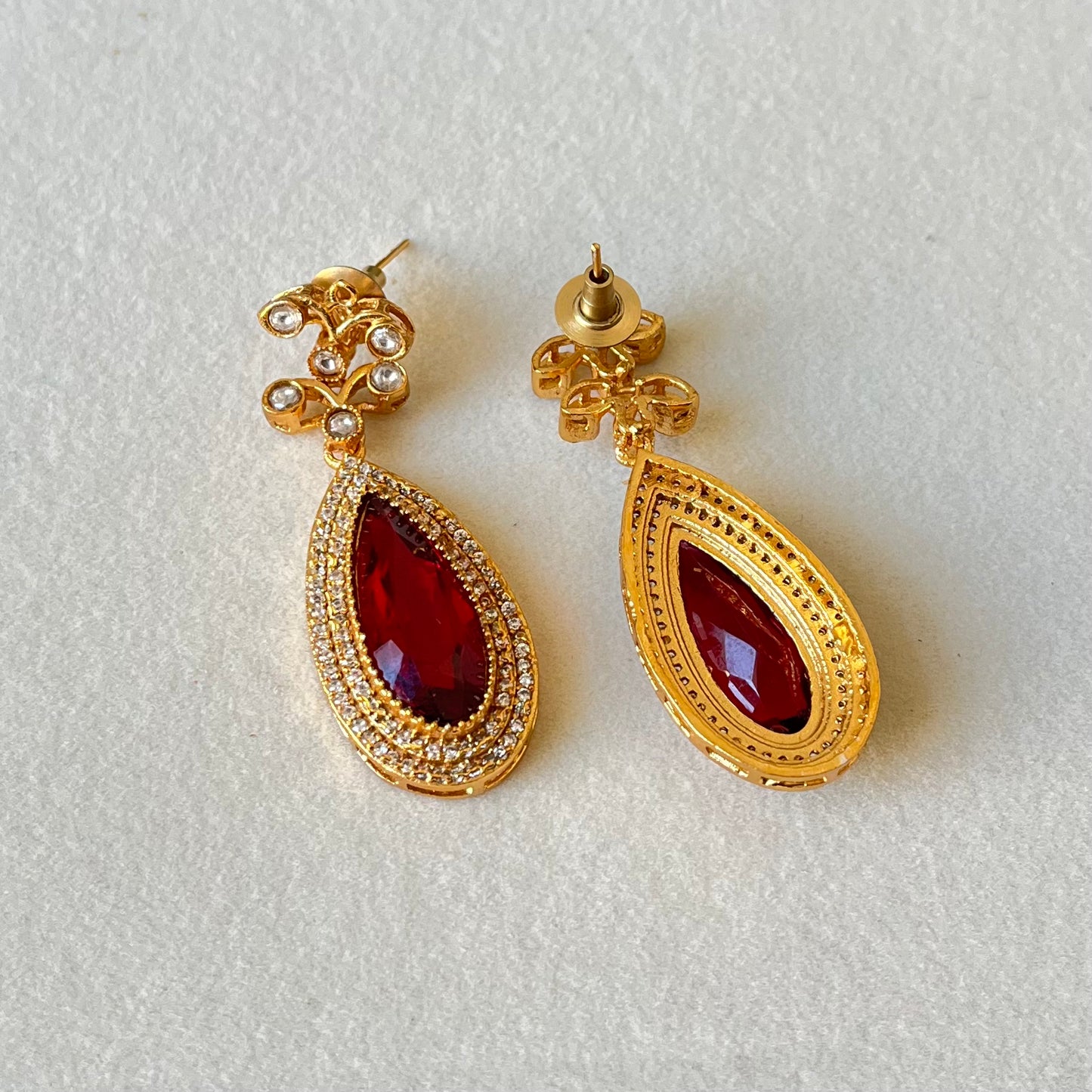 Red Stone Zircon Earring