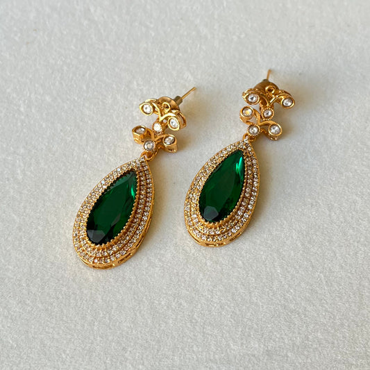 Green Stone Zircon Earring