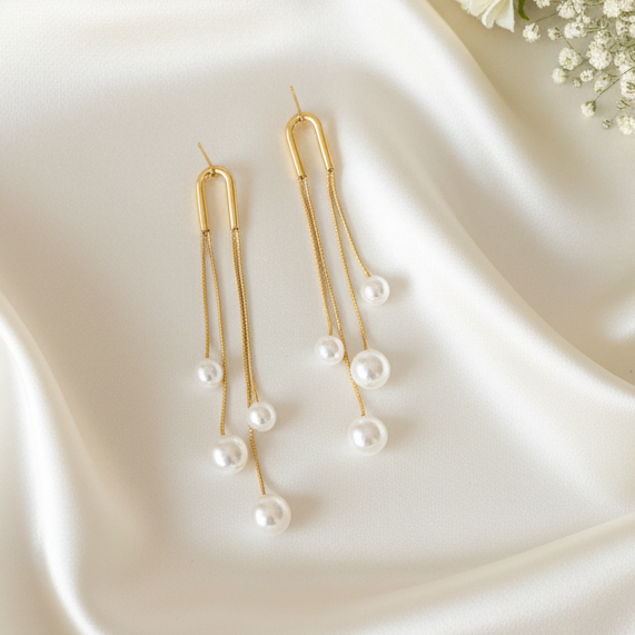 Gold Pearl Drop Earring
