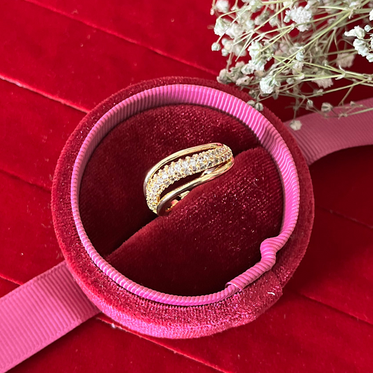 AD Studded Curvy Ring