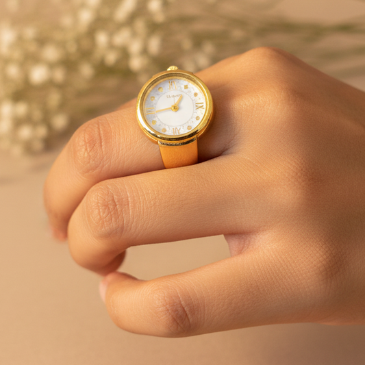 White Dial Watch Ring