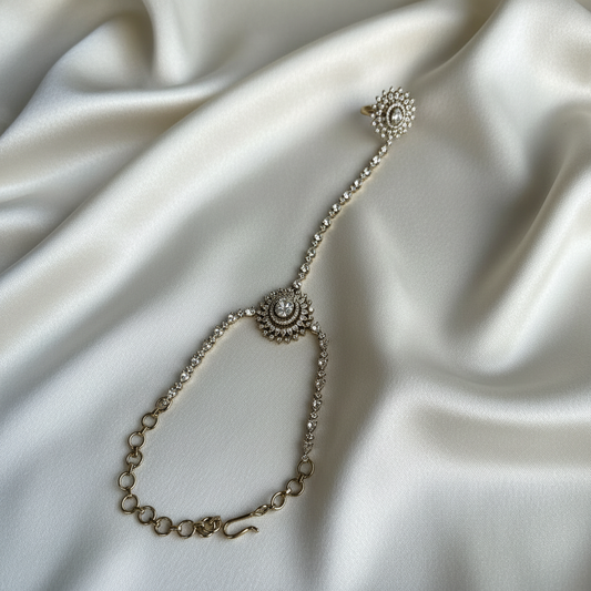 White Zircon Hathphool Bracelet