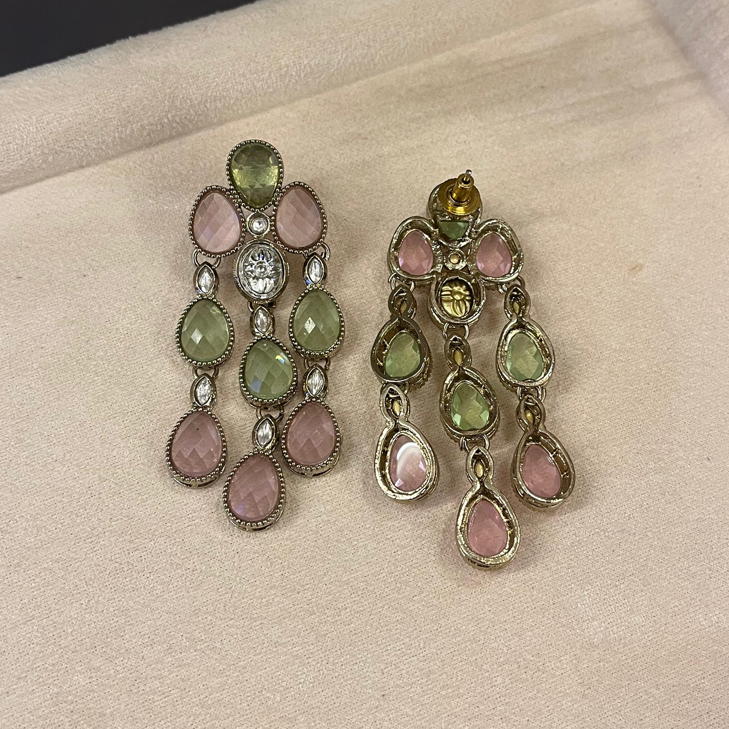 Pink & Mint Dangler Earrings