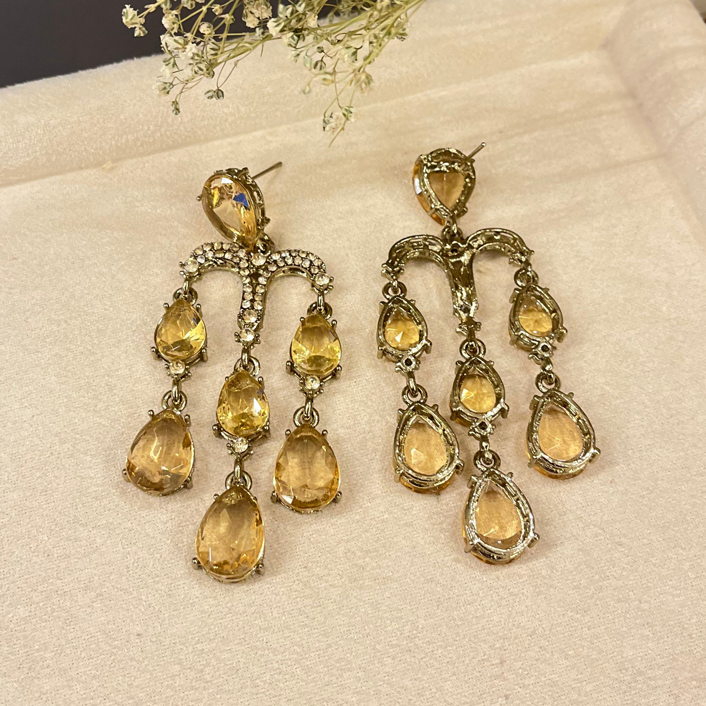 Stone Zircon Drop Earrings
