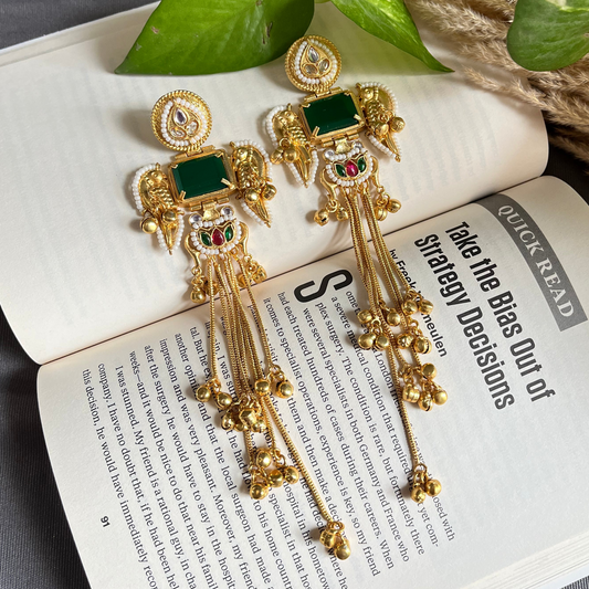 Green Stone Mira Kashmiri Earrings