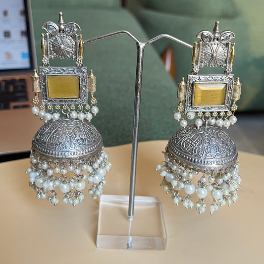 Alia Inspired Dual Tone Jhumka Earrings