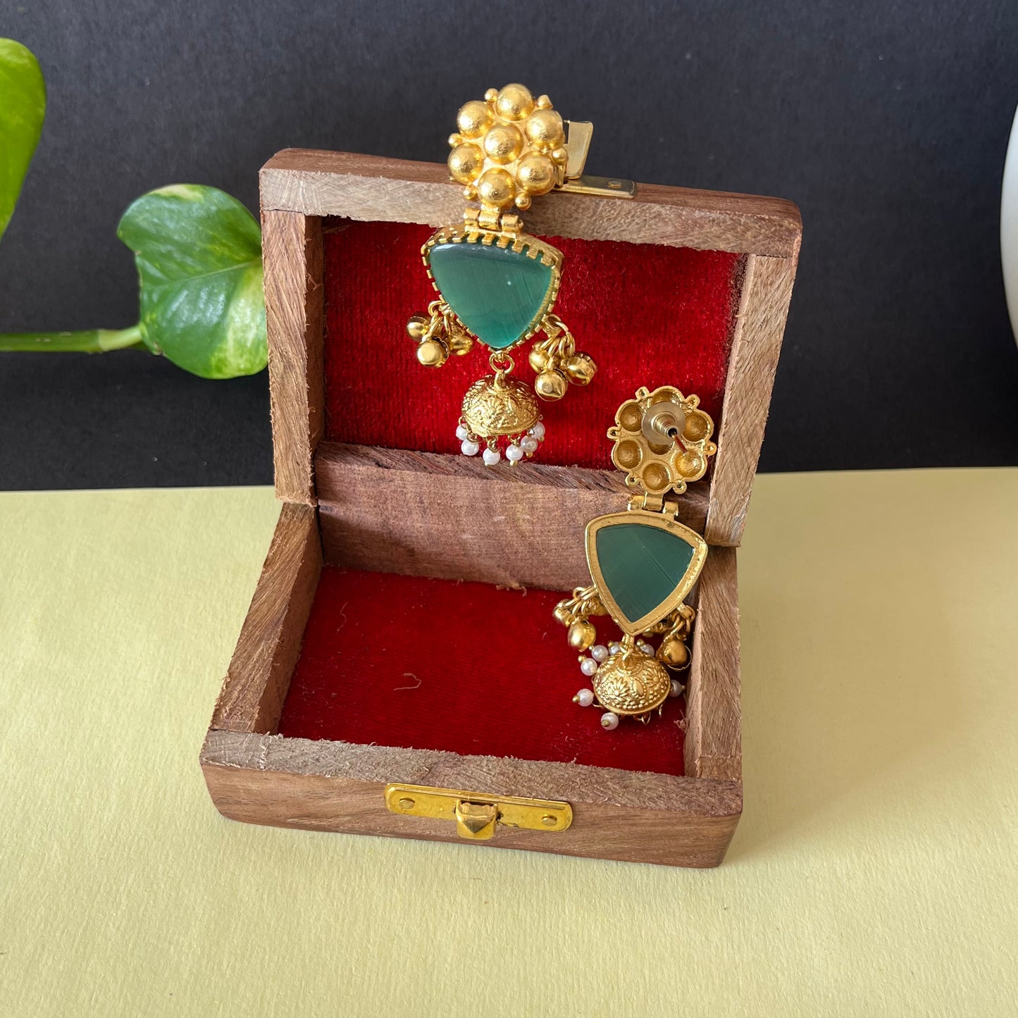 Gold Brass Ghungroo Earrings