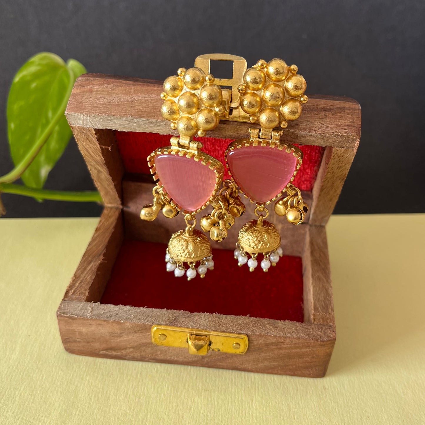 Gold Brass Ghungroo Earrings