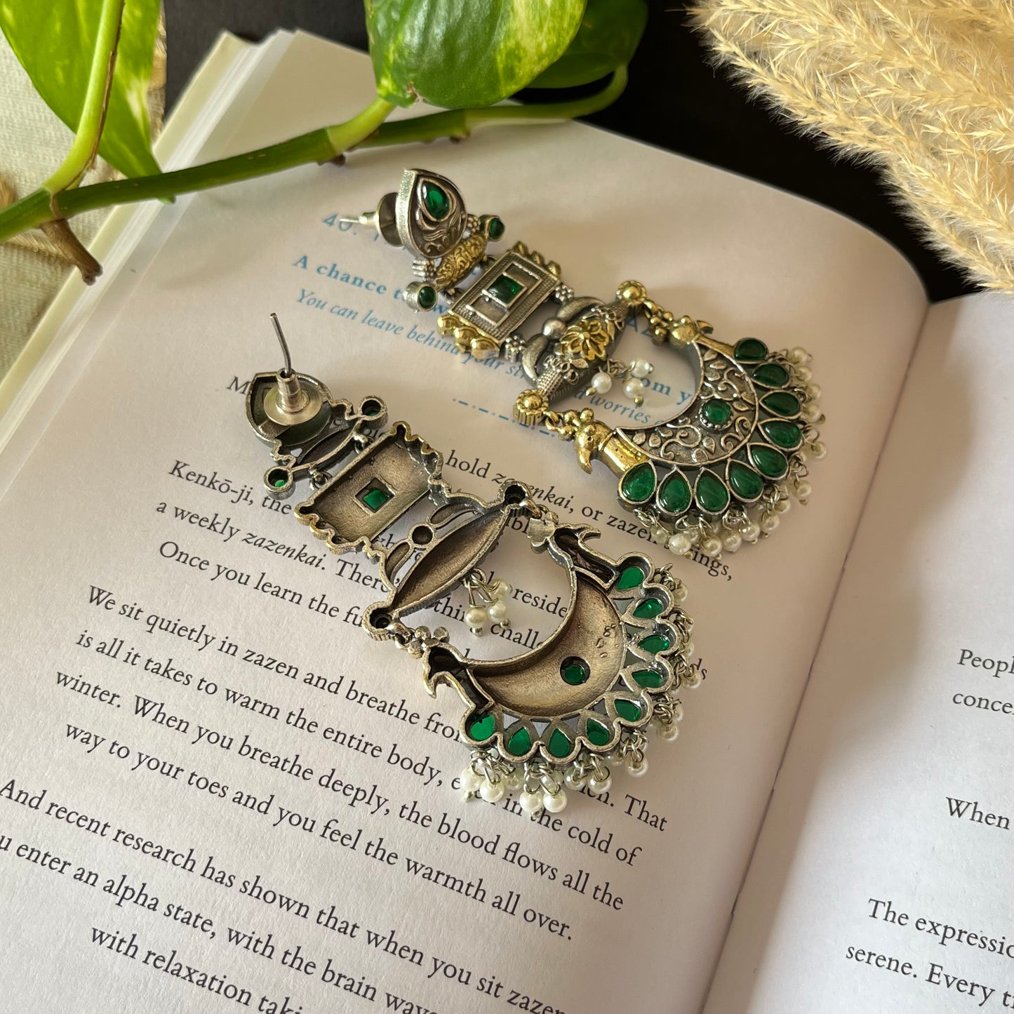 Dual Tone Dangler Earrings