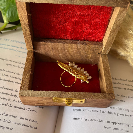 Brass Pearl Finger Ring