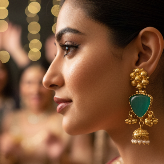 Gold Brass Ghungroo Earrings
