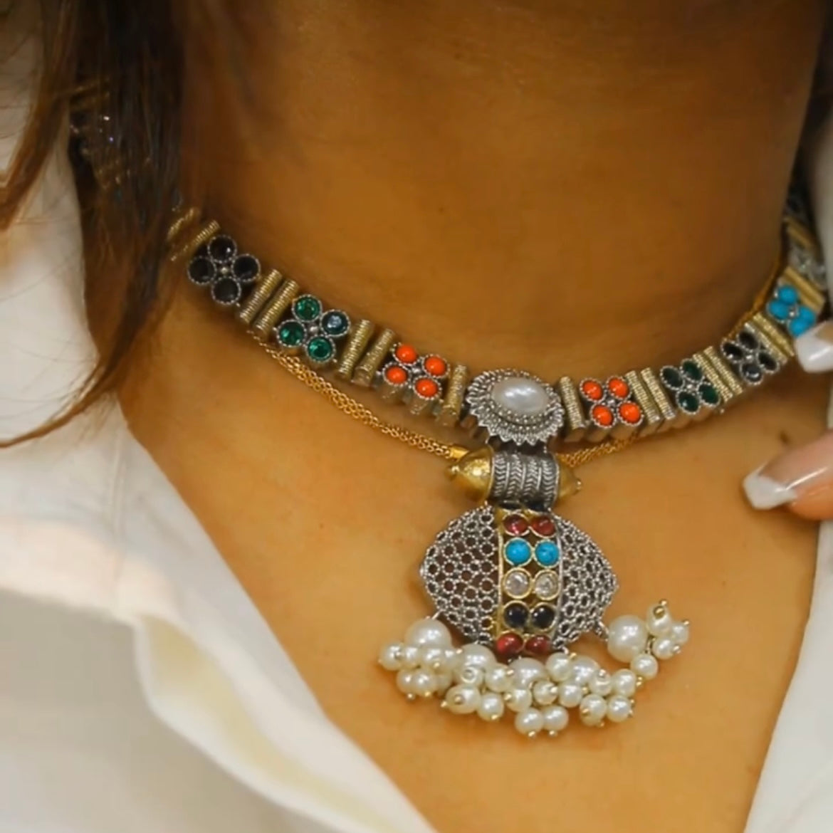 Multicolor Indo Western Necklace Set