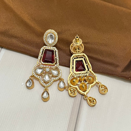 Red Stone Zircon Earring