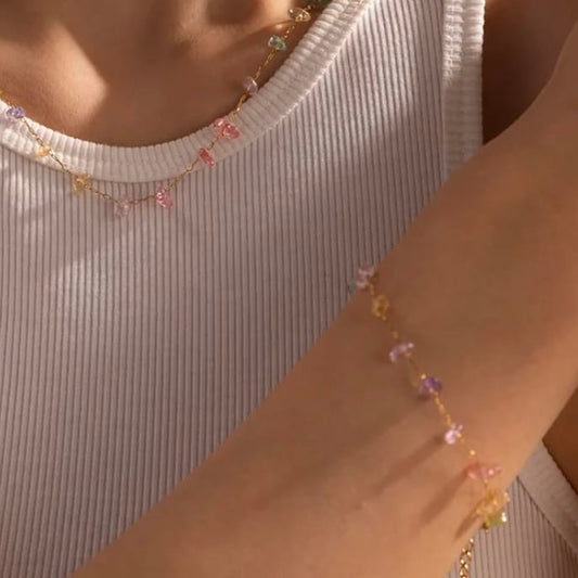 Natural Chakra Chip Chain Bracelet