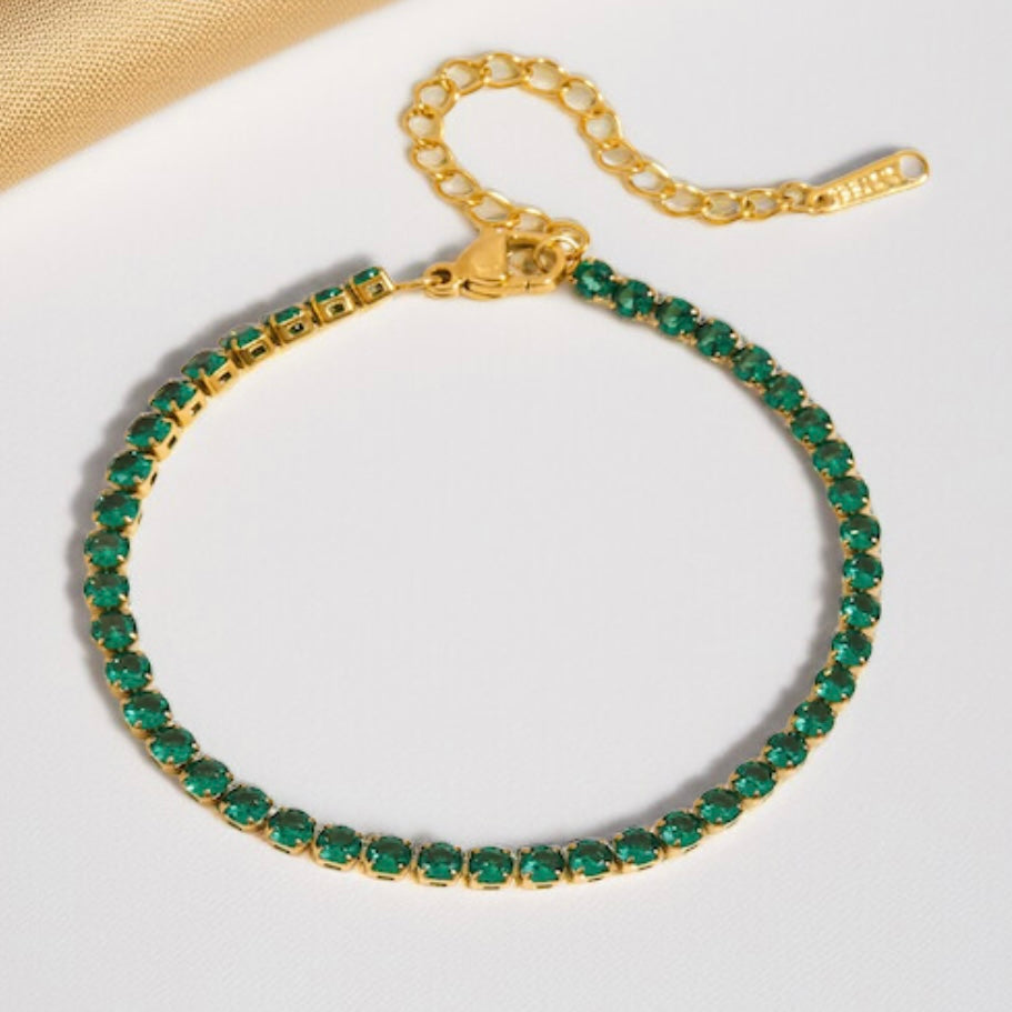 Green Tennis Chian Bracelet