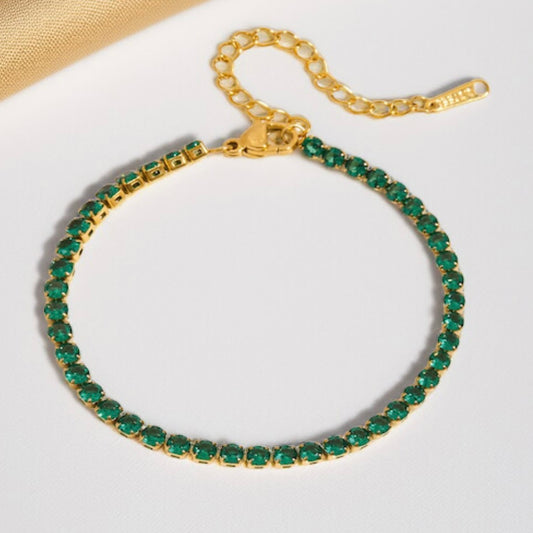 Green Tennis Chian Bracelet