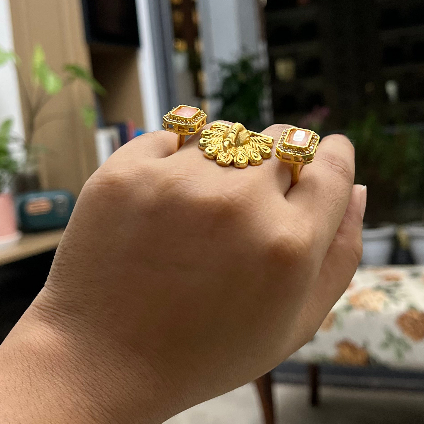 Peacock Stone Statement Ring