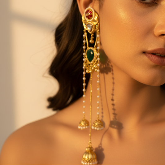 Pachi Kundan Stone Kashmiri Earrings